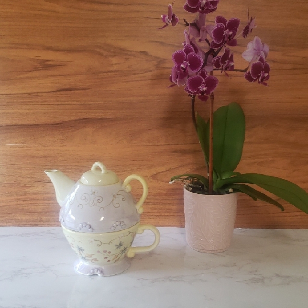Tracey Porter Handpainted Tea-for -one Teapot/cup Set